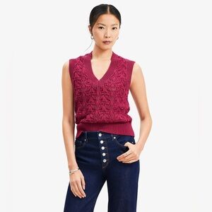 loft pointelle knit v-neck pullover sweater vest 2025